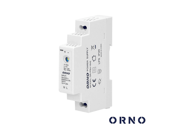 FONTE DE ALIMENTAÇÃO 12VDC 1.25A 15W DIN ORNO 1