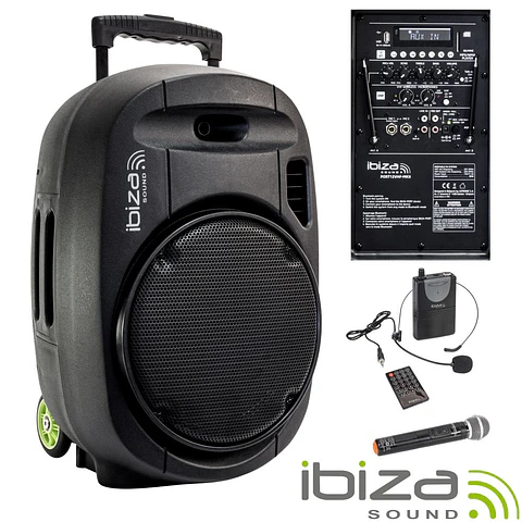 COLUNA AMPLIFICADA 12" 700W USB/BT/SD/BAT VHF PRETA IBIZA