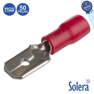 TERMINAL FASTON MACHO ISOLADO 6.35MM VERMELHO 50X SOLERA