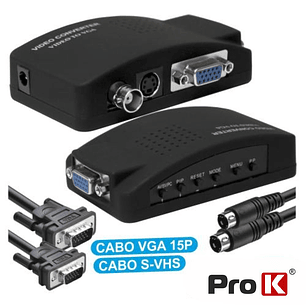 CONVERSOR VÍDEO VGA+BNC+SVHS PARA VGA COM CABOS PROK