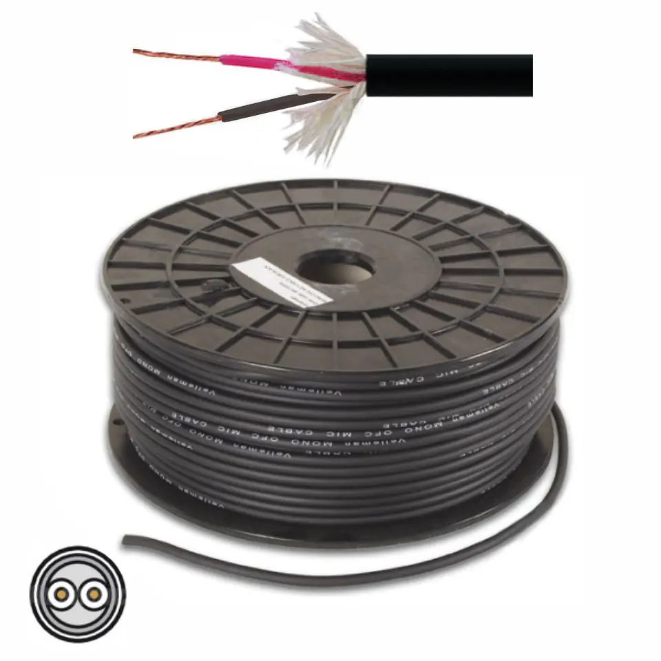 CABO MICROFONE 2 CONDUTORES + MALHA 2X0.35MM² ATÉ 6.3MM PRETO 1