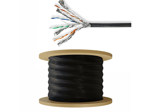 CABO SEMFTP CAT7 AWG24 RÃ­GIDO 100M EXTERIOR PRETO 1