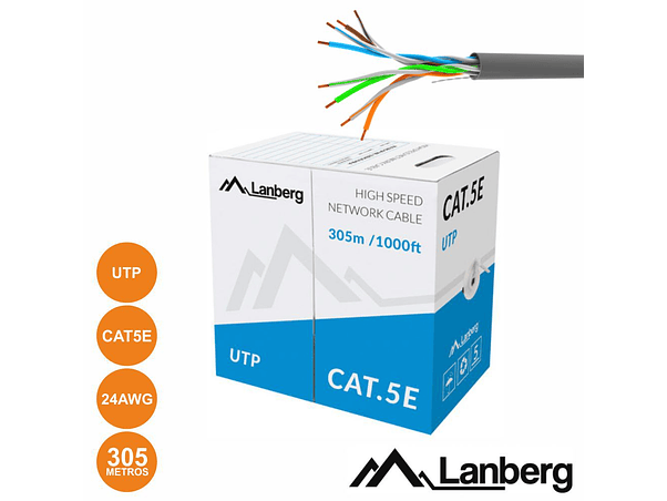 CABO UTP CAT5E 4XAWG24 FLEXIVEL 305M CINZENTO LANBERG 1