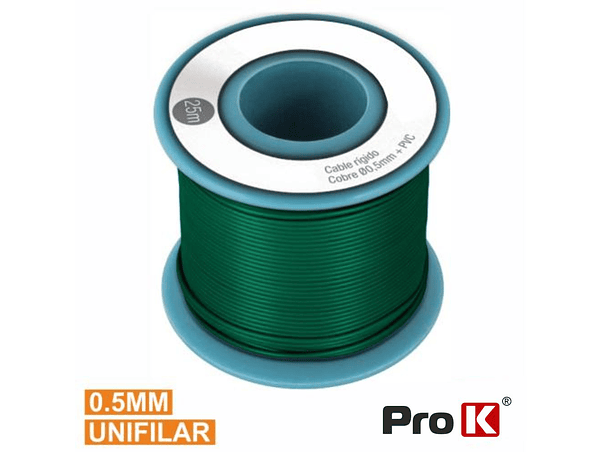 CABO UNIFILAR VERDE 0.5MM ROLO 25M PROK 1