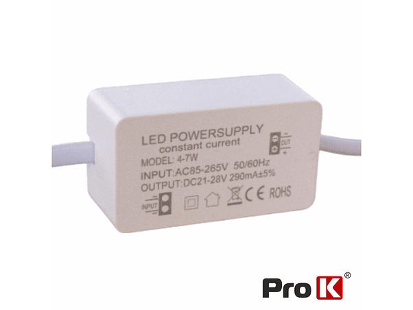 FONTE DE ALIMENTAÇÃO PARA LED 4-7W 21-28V 290MA PROK 1