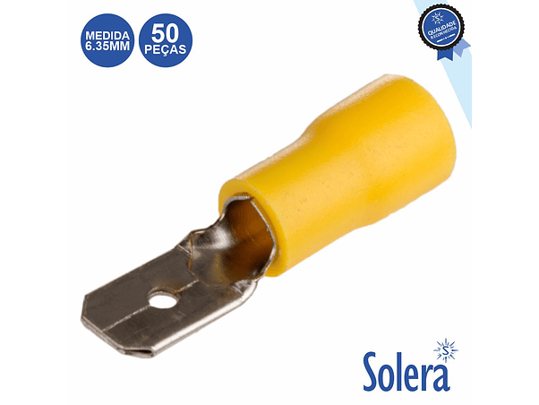 TERMINAL FASTON MACHO ISOLADO 6.35MM AMARELO 50X SOLERA 1