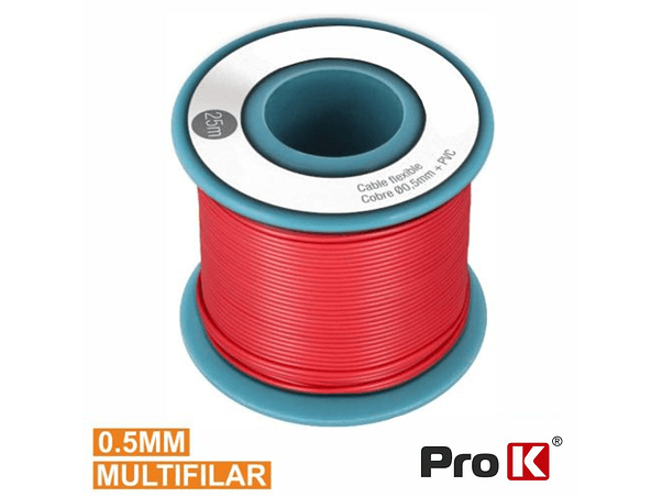 CABO MULTIFILAR VERMELHO 0.5MM ROLO 25M PROK 1