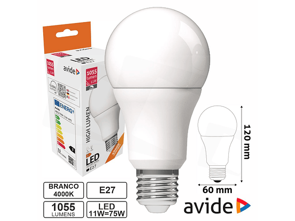 LÂMPADA LED E27 GLOBO A60 11W 230V 4000K 1055LM AVIDE 1