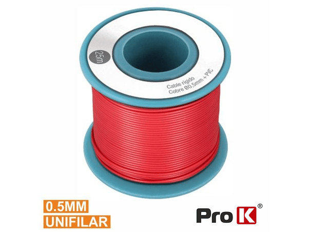 CABO UNIFILAR VERMELHO 0.5MM ROLO 25M PROK 1