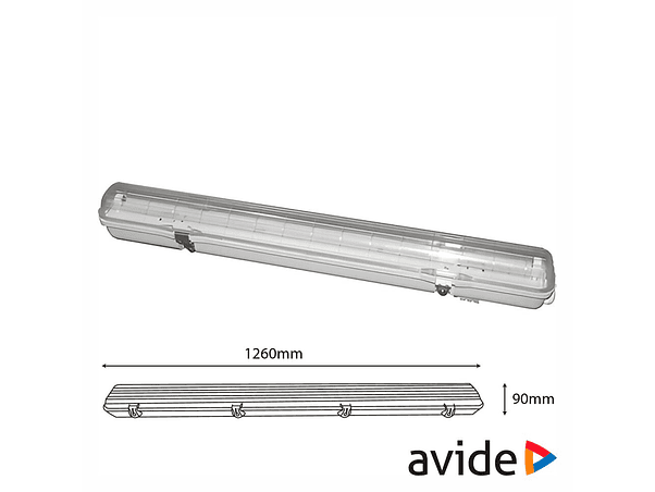 ARMADURA ESTANQUE 120CM PARA 1 LÂMPADAS LED TUBULAR T8 AVIDE 1