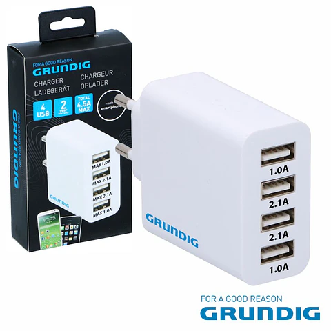 ALIMENTADOR COMUTADO 4 USB  22.5W BRANCO GRUNDIG