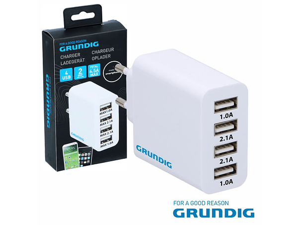 ALIMENTADOR COMUTADO 4 USB  22.5W BRANCO GRUNDIG 1