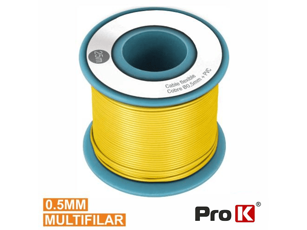 CABO MULTIFILAR AMARELO 0.5MM ROLO 25M PROK 1