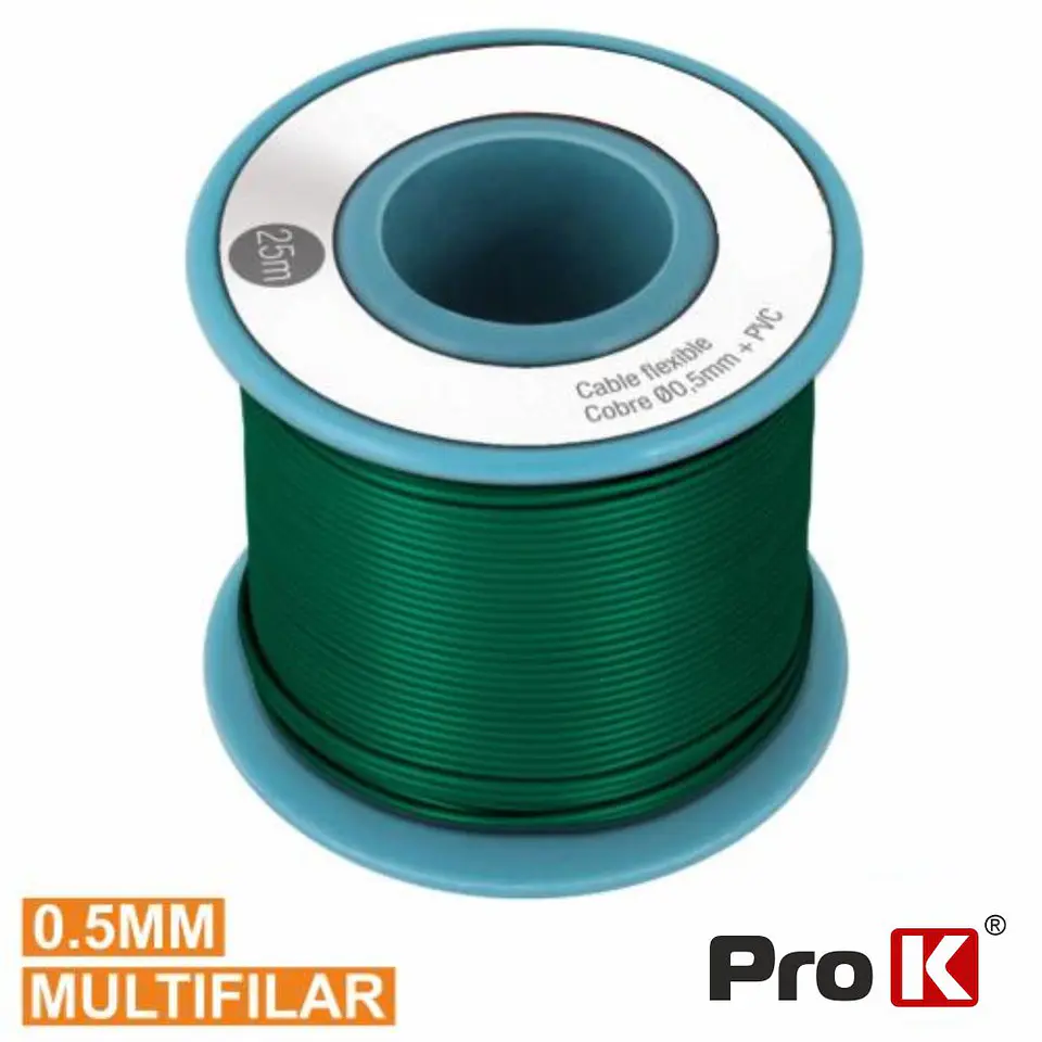 CABO MULTIFILAR VERDE 0.5MM ROLO 25M PROK 1
