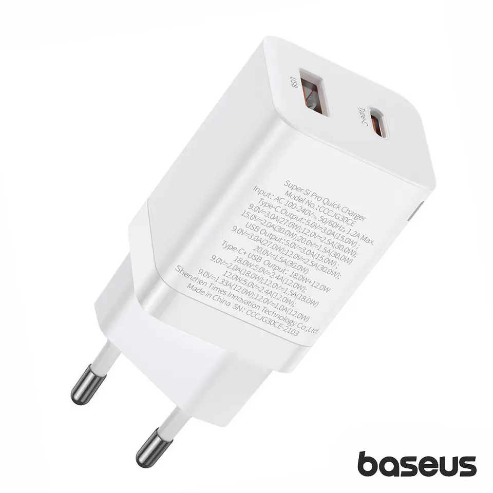 ALIMENTADOR COMUTADO USB-COMUSB-A PD QC 3.0 30W BASEUS 1