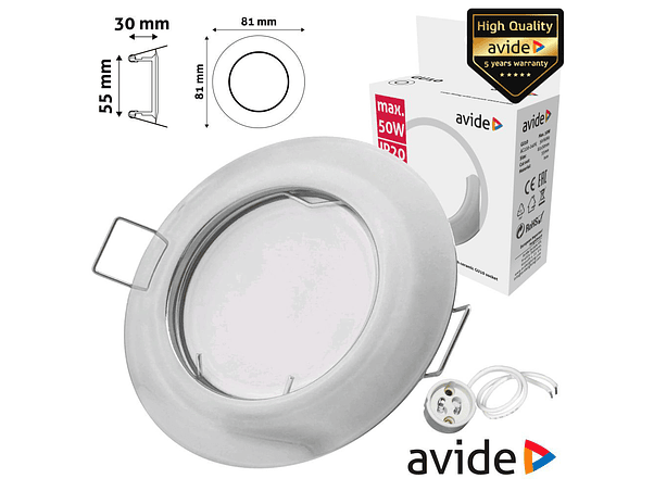 ARO REDONDO FIXO CÓNICO CROMADO PARA MR16-GU10 AVIDE 1