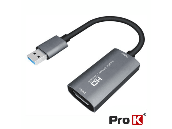 PLACA CAPTURA HDMI AUDIO E VÍDEO PARA USB 2.0 4K 30HZ PROK 1
