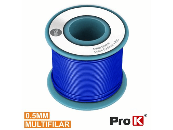 CABO MULTIFILAR AZUL 0.5MM ROLO 25M PROK 1