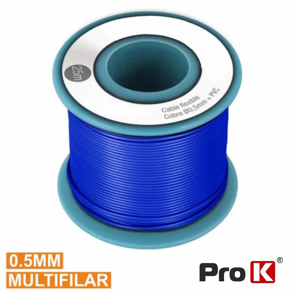 CABO MULTIFILAR AZUL 0.5MM ROLO 25M PROK 1