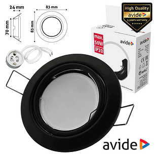 ARO REDONDO AJUSTÁVEL CÓNICO PRETO PARA MR16-GU10 AVIDE