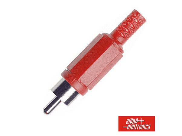 FICHA RCA MACHO VERMELHA PVC COM PROTEÇÃO DE CABO 1