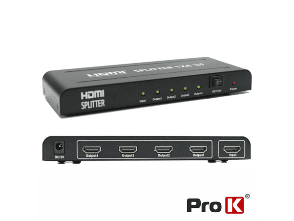 DISTRIBUIDOR HDMI AMPLIFICADO 1 ENTRADA 4 SAÍDAS 4K PROK 1
