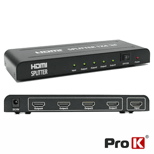 DISTRIBUIDOR HDMI AMPLIFICADO 1 ENTRADA 4 SAÍDAS 4K PROK