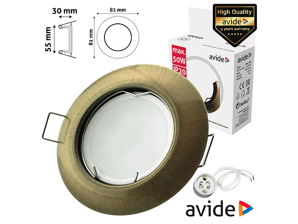 ARO REDONDO FIXO CÓNICO COBRE PARA MR16-GU10 AVIDE 1