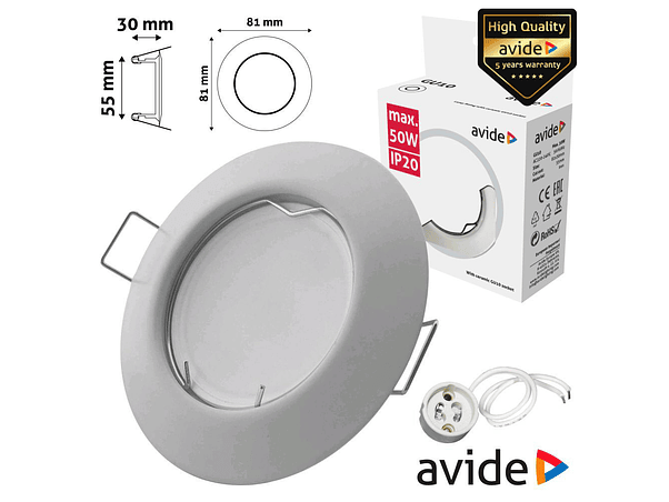 ARO REDONDO FIXO CÓNICO BRANCO PARA MR16-GU10 AVIDE 1