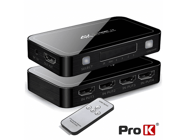 DISTRIBUIDOR COMUTADOR HDMI 4 ENTRADAS 1 SAÍDA PIP 4K PROK 1