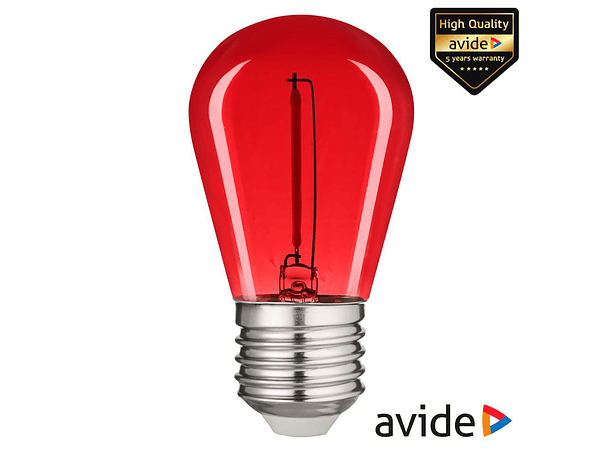 LÂMPADA E27 1W 230V LED FILAMENTO VERMELHO 50LM AVIDE 1