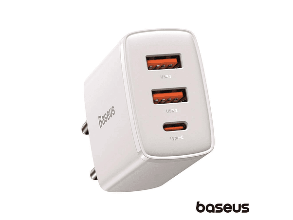 ALIMENTADOR COMUTADO 2 USB-A / 1 USB-C PD 30W BRANCO BASEUS 1