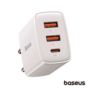 ALIMENTADOR COMUTADO 2 USB-A / 1 USB-C PD 30W BRANCO BASEUS