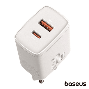 ALIMENTADOR COMUTADO USB-A/USB-C PD 3.0 20W BRANCO BASEUS