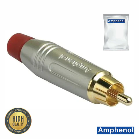 FICHA RCA MACHO VERMELHA METÁLICA / DOURADA AMPHENOL