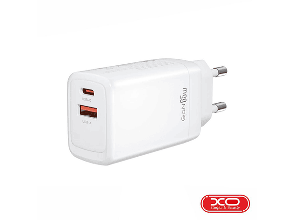 ALIMENTADOR USB-A 18W 2.4A / USB-C PD 65W GAN XO 1