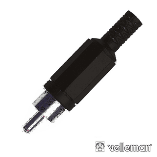 FICHA RCA MACHO PRETA PVC COM PROTEÇÃO DE CABO