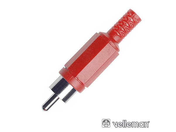 FICHA RCA MACHO VERMELHA PVC COM PROTEÇÃO DE CABO 1