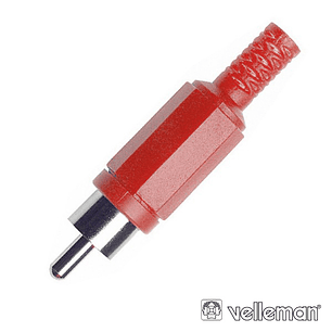 FICHA RCA MACHO VERMELHA PVC COM PROTEÇÃO DE CABO