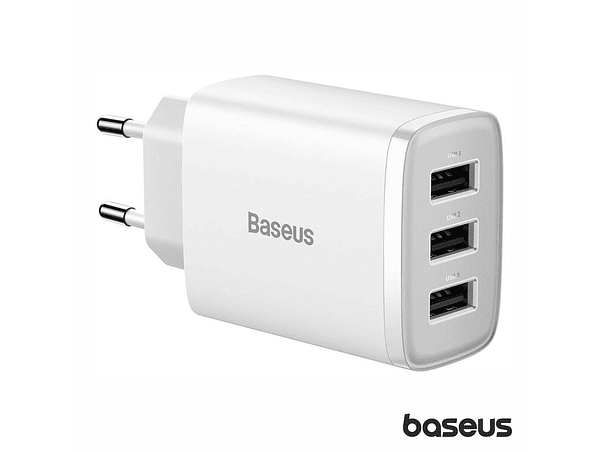 ALIMENTADOR COMUTADO 3 USB-A 17W BRANCO BASEUS 1