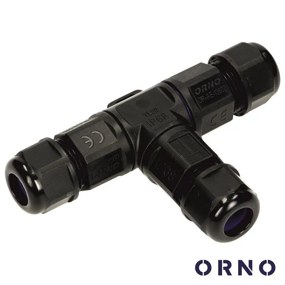 LIGADOR EM T 3 CONDUTORES 25A 450V IP68 ORNO 1