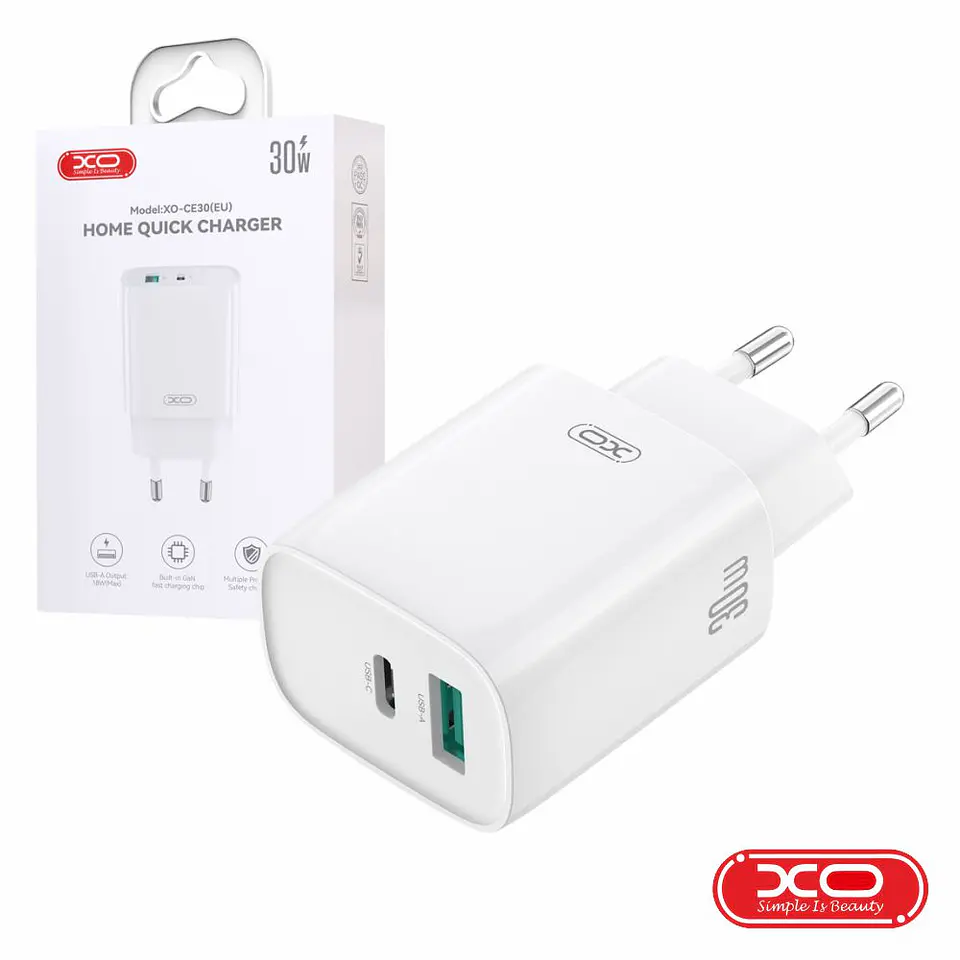 ALIMENTADOR COMUTADO 1XUSB-COM1XUSB-A PD 30W GAN XO 1
