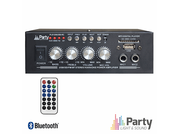 AMPLIFICADOR KARAOKE 2X25W 8-16 OHM 220V/12V USB/BT/FM LTC 1