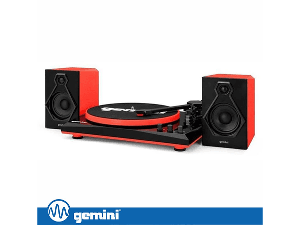 GIRA-DISCOS 33/45/78RPM PRETO/VERMELHO COM 2 COLUNAS GEMINI 1