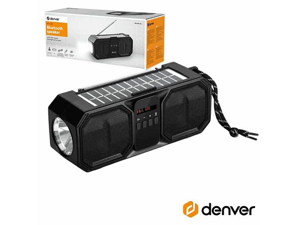 COLUNA BLUETOOTH PORTÁTIL COM PAINEL SOLAR/ LANTERNA DENVER 1