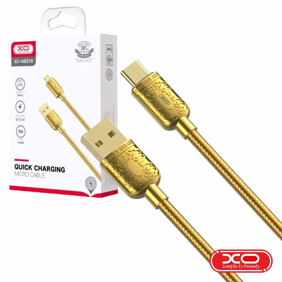 CABO USB-A 2.0 MACHO / USB-C 2.4A 1M DOURADO XO 1