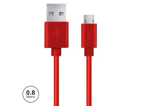 CABO USB-A 2.0 MACHO / MICRO USB-B MACHO 0.8M VERMELHO 1