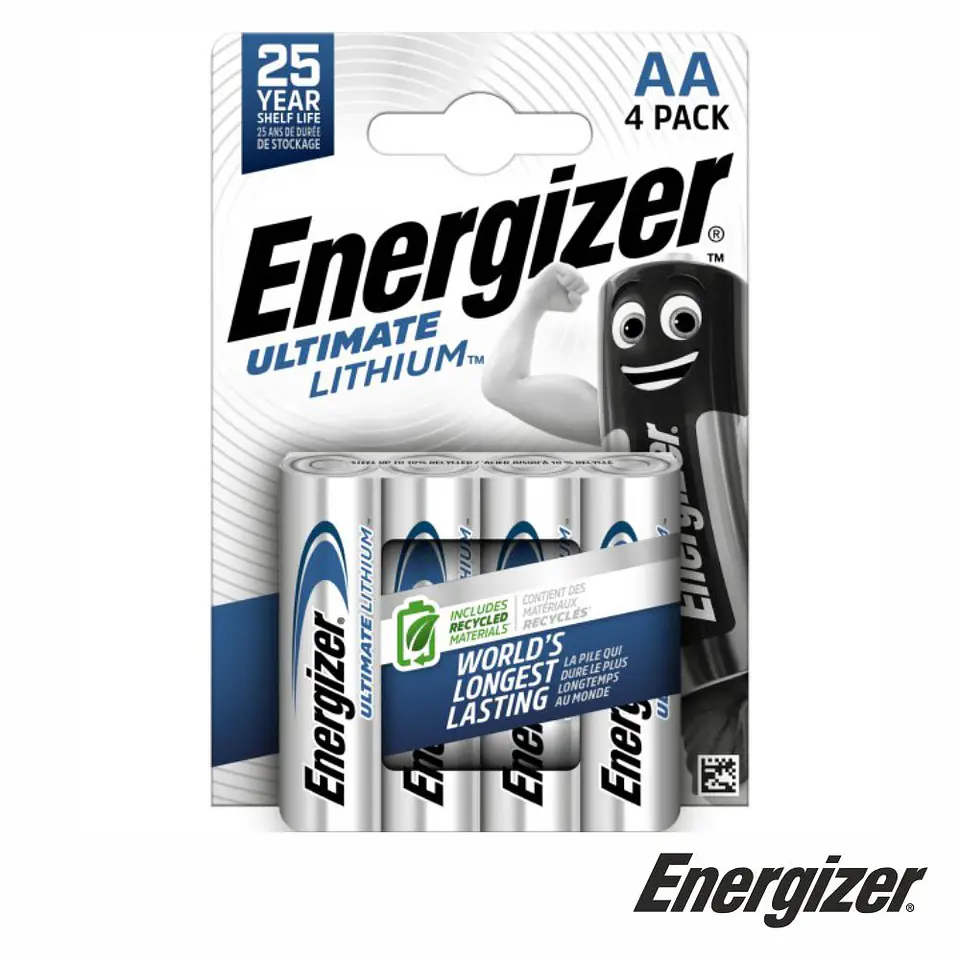 PILHA ALCALINA AA 1.5V 4X ULTIMATE LÍTIO ENERGIZER 1