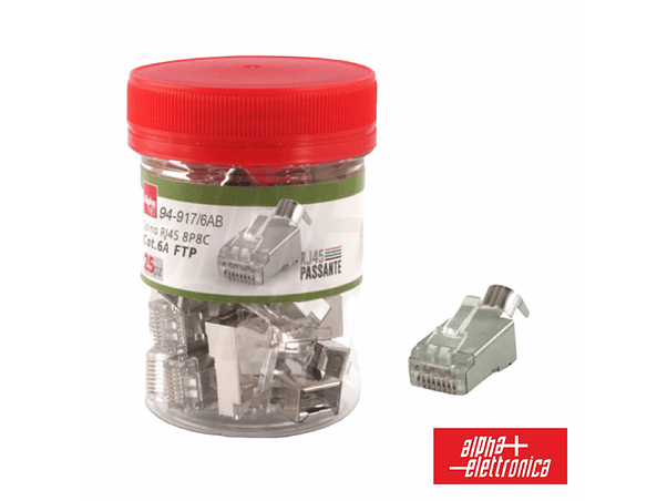 FICHA RJ45 DE CRAVAR BLINDADA 8P8C CAT6A FTP PASSANTE 1