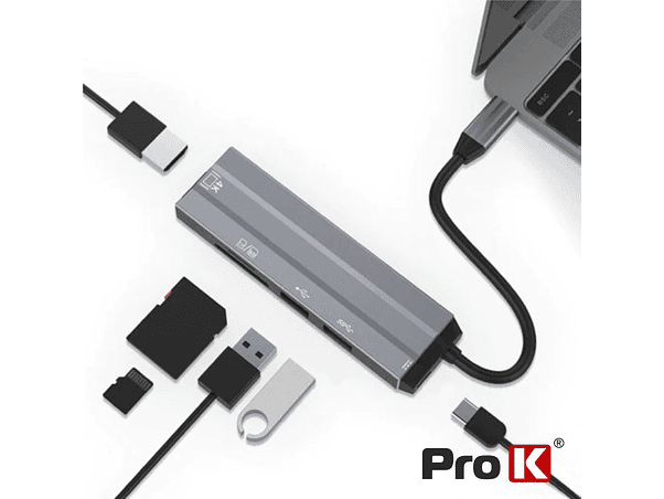 HUB USB-C PARA USB-C / 2XUSB / HDMI / CARTÕES SD PROK 1